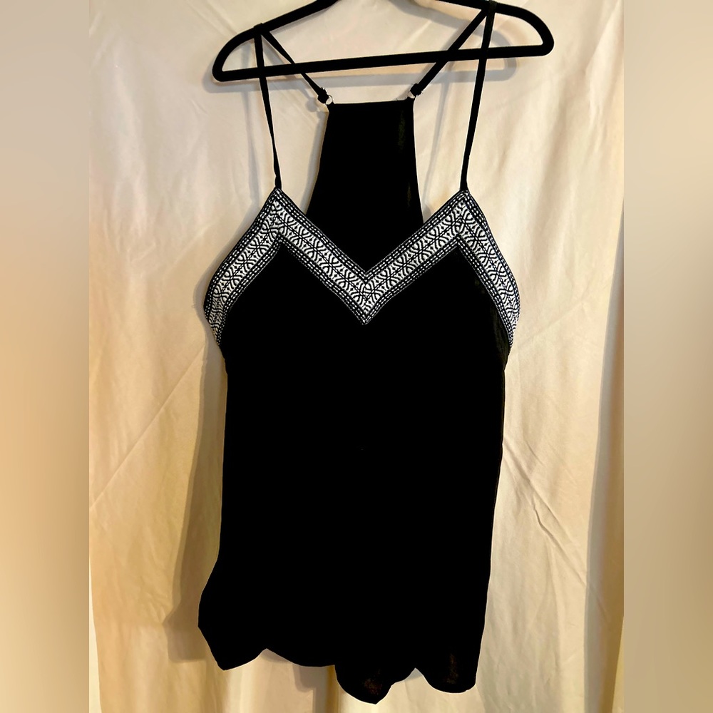 NWOT black lightweight racer back detailed neckline tank.